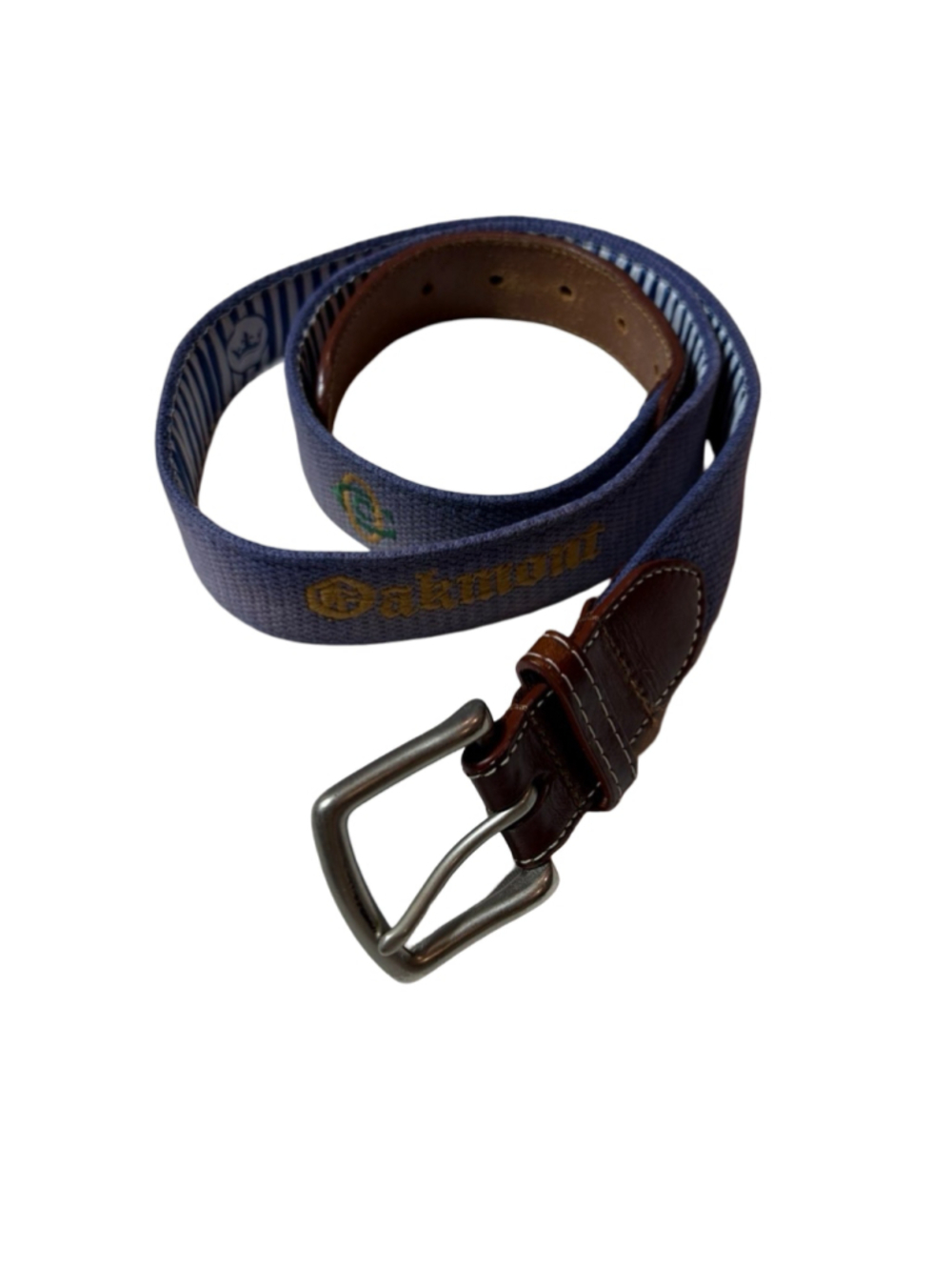 Peter Millar Oakmont Country Club Golf Belt Navy Leather Men’s Size 42 read